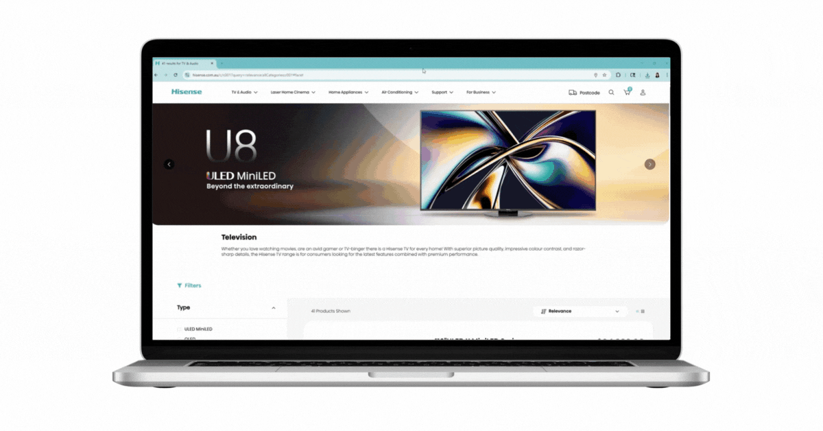 Brand Website experience on Hisense website powered by MikMak