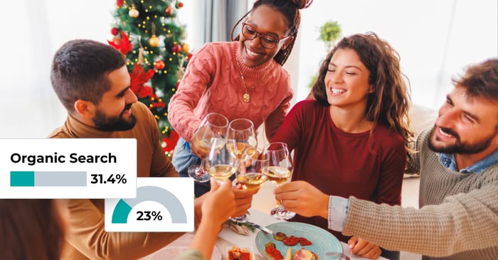 Family celebrating holidays with Alcoholic beverages