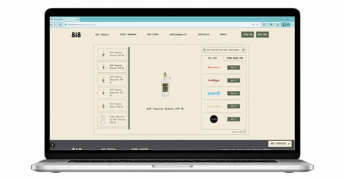 818 Tequila MikMak Brand Website - Multiretailer Checkout
