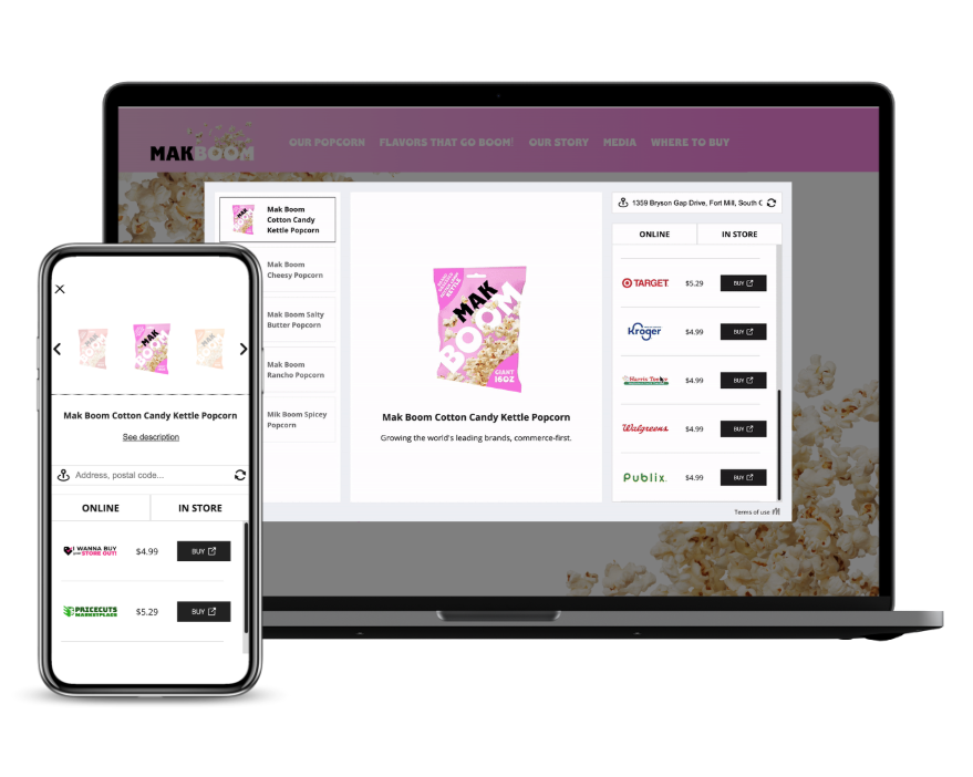 MikMak Commerce for brand websites - pop in