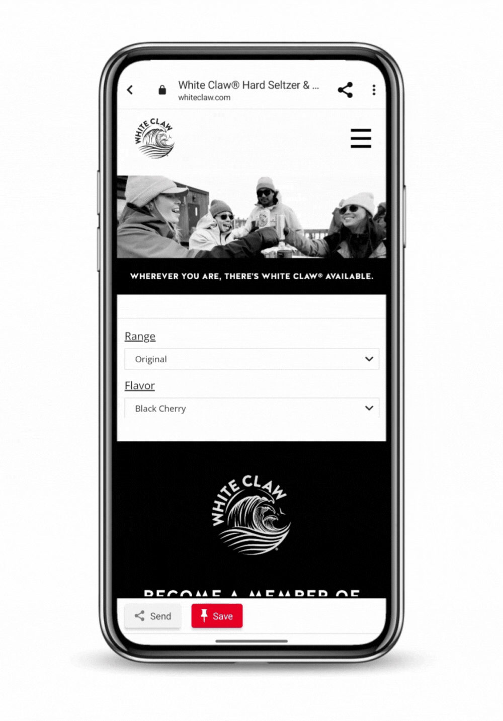White Claw brand website with MikMak